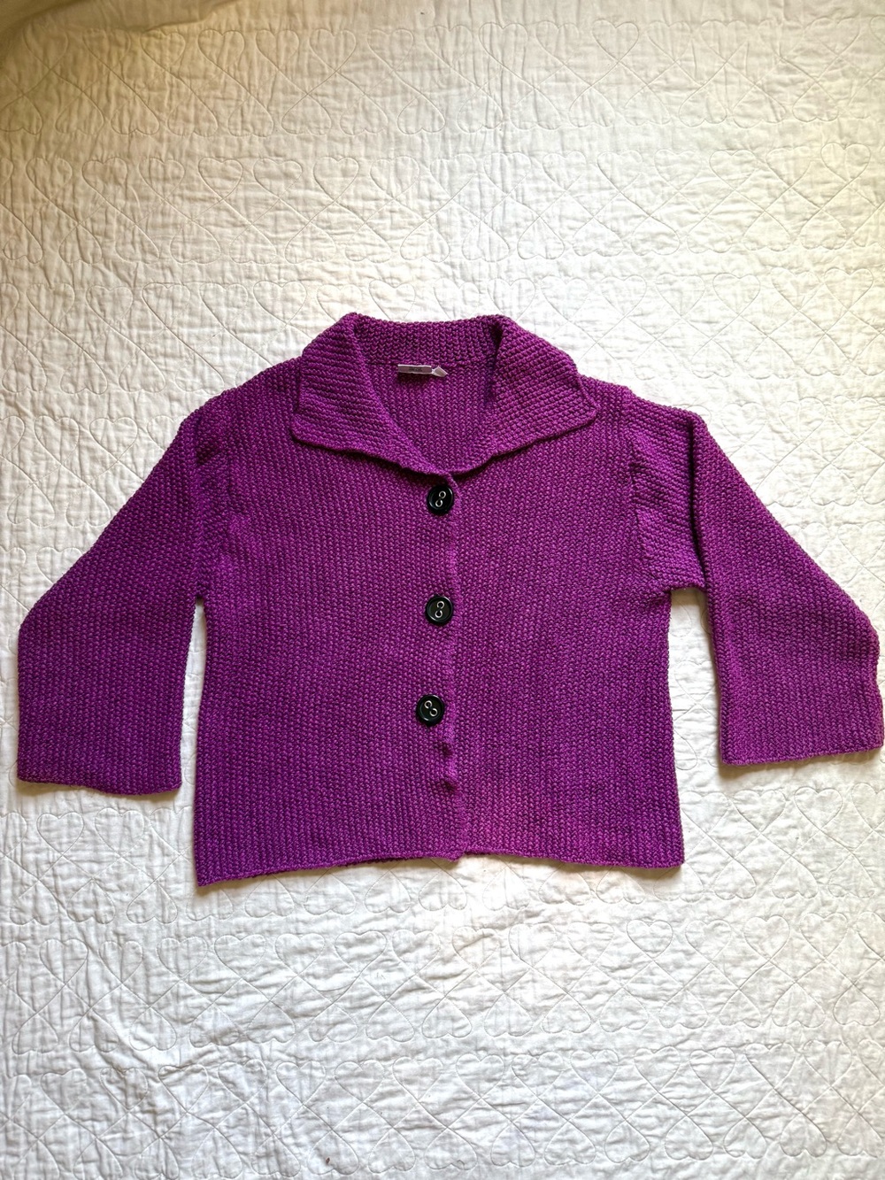 Vintage Habitat Women's Purple Knit Button Cardigan Cotton Cottagecore Y2K Cozy